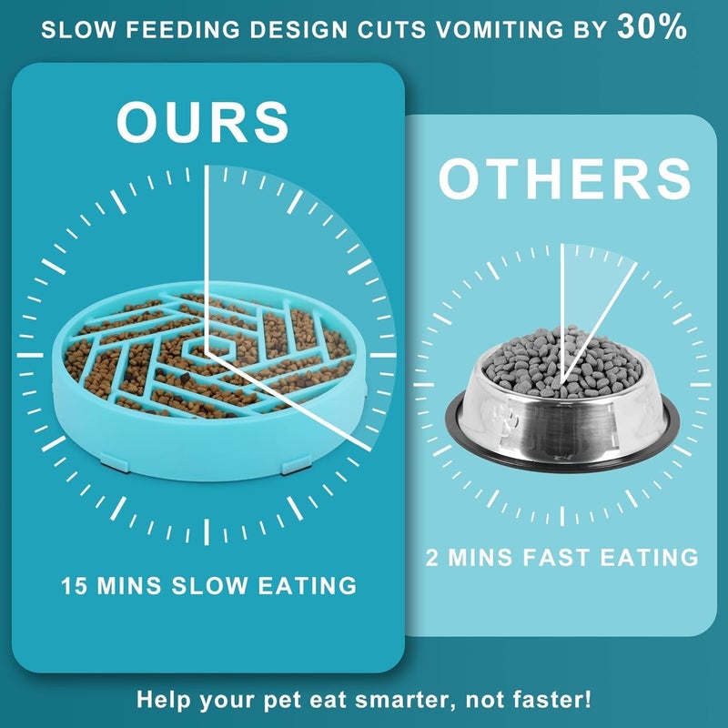tobyto Slow Feeder Dog Bowls Large Medium Breed,Anti-Choking Slow Eating Dog Food Bowl,Non Slip Pet Slower Food Feeding Bowls Large Puzzle Slow Feeder Bloat Stop Maze Dog Dishes,Blue - Image 4